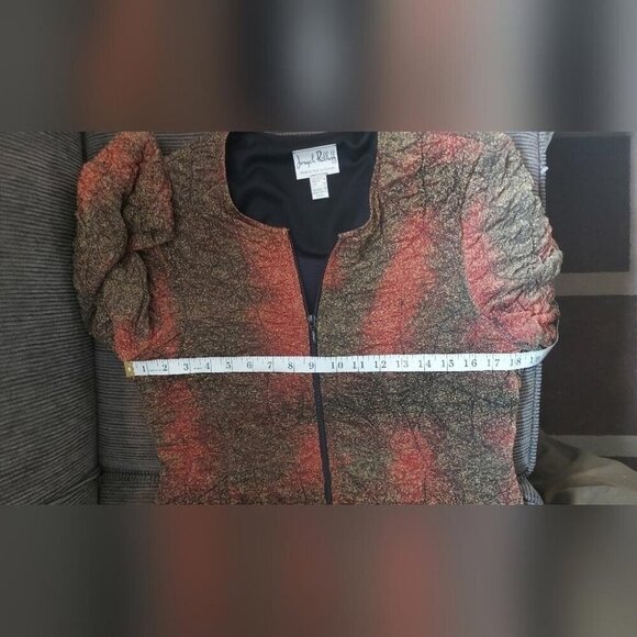 Joseph Ribkoff Zip Blazer Crinkle Metallic Ombre Holiday Maximalist Statement - Picture 5 of 13